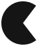 An eight-frame animation of a dark circle with a wedge-shaped mouth opening and closing.